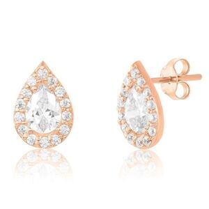 Rose Gold Teardrop Cubic Zirconia Stud Earrings